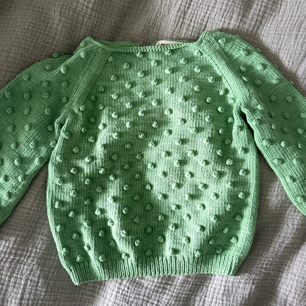 Misha and Puff mint popcorn sweater spring